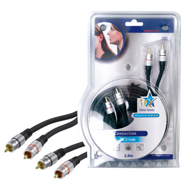 HQ stereo RCA aansluitkabel 2,5 m